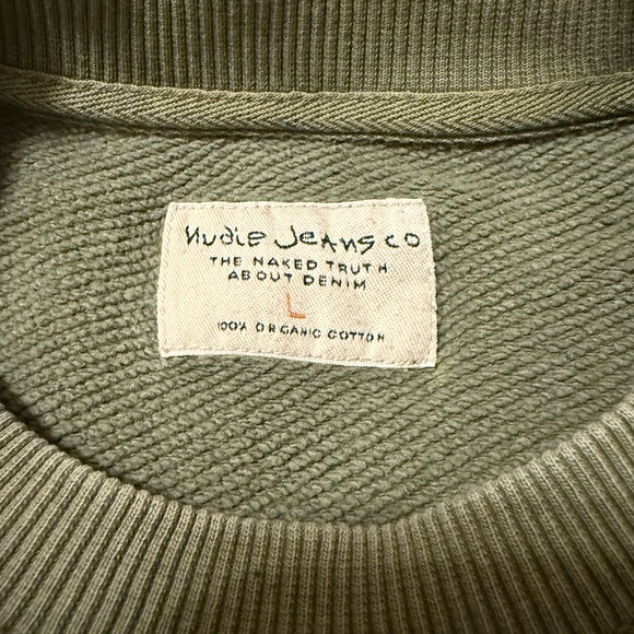 Nudie Jeans Men’s Olive Crewneck Sweater Lukas Misfit - Picture 3 of 11